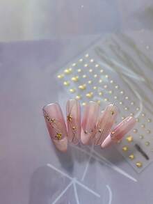 Gold And Silver Lines With Pearls-Nail Art Stickers, 1pc Versatile Style 5D Embossed Self-Adhesive DIY Nail Stickers And Decals - Nail Supplies And Nail Charms For Girls And Women-Summer Nails For Nail Art Home Salon - Multicolor - View 6