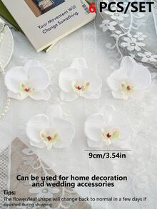 1片/6片/30片 蘭花花瓣，3.9英吋 真觸感PU人造蝴蝶蘭花頭，假蝴蝶蘭花頭大宗裝，適用於婚禮花束裝飾、DIY手工製作、新娘派對、攝影道具 - 乳白色 - 查看 7