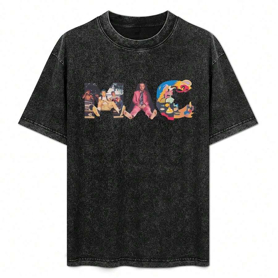 COCOC 2025 New Summer Loose Pattern Round Neck Short Sleeve T-Shirt, Vintage Rapper Print T-Shirt, 90s Vintage T-Shirt, Unisex 100% Cotton, Men's Tops, Global Clothing, Summer Co - 背面加厚Verion - 查看 1