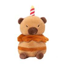 BIUBLIULAND Peluche de Pastel de Cumpleaños de Capibara Lindo de 11.8 Pulgadas, Animal de Peluche Marrón Kawaii con Vela, Juguete Suave para Decoración de Habitación Regalo para Niños & Adultos - Marrón - Ver 13