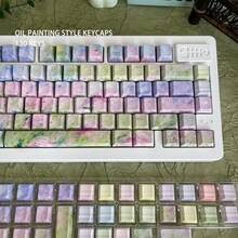 Oil Painting Themed Side-Printed Translucent Keycaps, PBT Double-Shot Dye-Sublimated, OEM Profile For Mechanical Keyboards - View 4