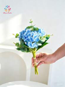 1 Bouquet 35cm/13.78in Latex Real Touch Artificial Hydrangea Bouquet, Faux Hydrangea Flowers With Eucalyptus Leaves, Fake Floral Arrangement For Home Decor, Wedding Decoration, Table Centerpiece, Living Room, Bedroom, Office, Party, Spring Decor, Festival Decoration - Multicolor - View 10