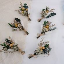 迷你人造花束波希米亞風婚禮裝飾 男士胸花 桌上中心裝飾 蘆葦草 生日蛋糕裝飾 - F11 - 查看 6