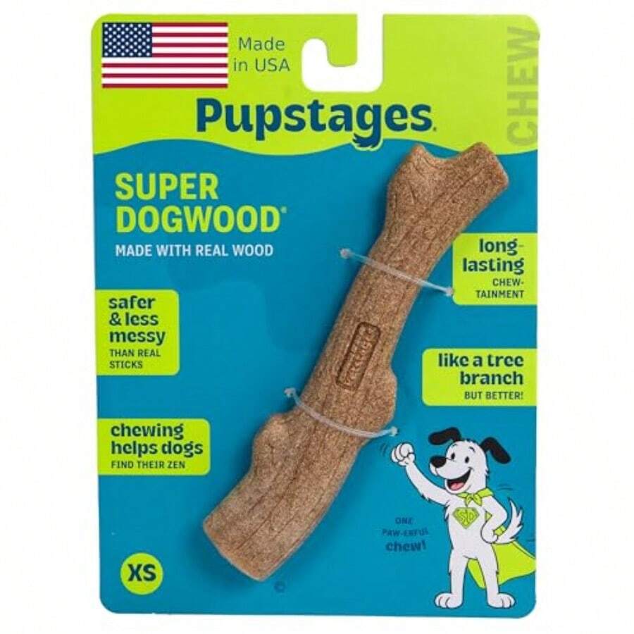 Super Dogwood Dog Chew Toy, Made In The USA Real-Wood Blend, Natural Wood Flavor Texture, Moderate Chewers, XS, 6 - XSmall Pack Of 1 - View 1