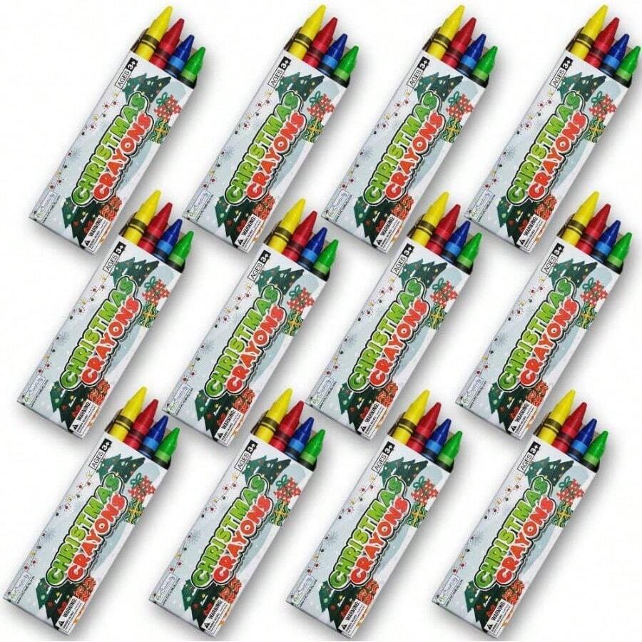 - Lpices de Navidad para nios a granel 12 cajas, cada caja con 4 lpices de colores, para paquete de recuerdos de, perfecto para bolsas de regalo en el aula, divertidos - Azul, verde, rojo. - Ver 1