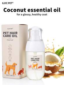 GJYC PET 寵物毛髮護理油噴霧 – 椰子油成分，解結、減少掉毛並增加光澤 – 免沖洗滋養髮油，適用於乾燥皮膚、打結毛髮與敏感毛質 – 椰子香氣，1.52 液盎司 - 彩色 - 查看 1