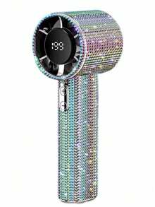 Easypie Selection Luxury Fully Rhinestone Portable Handheld Mini Fan, USB-C Rechargeable Turbo Fan, Adjustable Speed Quiet Fan, Summer Gift Box, 1800mAh - Multicolor - View 7