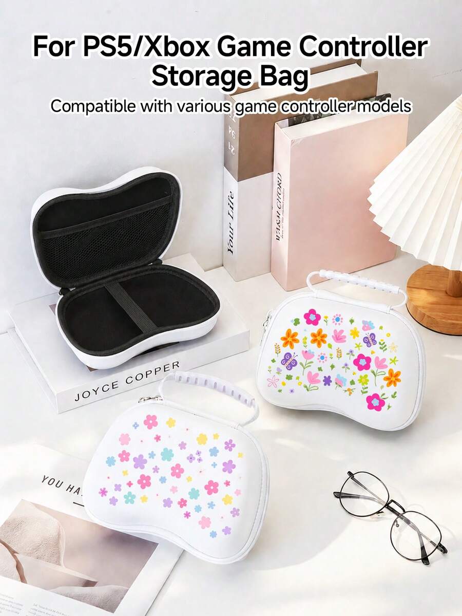 1pc Cute Daisy Butterfly Cartoon Pattern Design Game Console Controller Storage Bag, Suitable For Game Console Controller Storage Bag, Dust-Proof And Scratch-Resistant, Portable Storage To Protect Your Beloved Console, The Best Gift For Switch Players - View 1