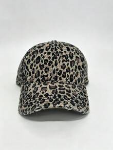 1pc Distressed Leopard Print Baseball Cap, Street Fashion Hat, Outdoor Sun Protection Casual Cap For Spring/Autumn Travel, Beach Vacation - Baseball Cap - View 5
