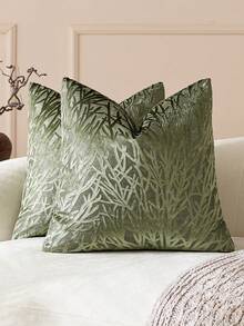 1 buah/2 buah Sarung Bantal Dekoratif Beludru Motif Karang Hijau Zaitun, Sarung Bantal Mewah Bertekstur dengan Desain Tanaman untuk Hotel, Kafe, Dekorasi Rumah, Ruang Tamu, Sofa, Tempat Tidur, Pesta, Hadiah, Cocok untuk Musim Semi, Musim Panas, Musim Gugur, Musim Dingin - Olive Green - View 13