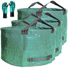 Professional 3-Pack Large 63-Gallon Garden Bags, D31, H19 Inch Yard Waste Bags With Gardening Gloves, Self-Standing, Reusable Leaf Bag, Container - 如圖所示 - 查看 8