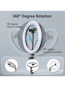 AXNEN 10-Inch RGB Ring Light, Suitable For Tripod And Remote Control, 39 Color Modes And Stepless Brightness/Speed Adjustment, Applicable For Live Streaming, Video Recording, Makeup And Photography - Multicolor - View 3