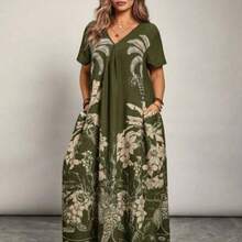 Women Midi Dresses - Military Green - View 1