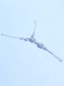 1pc Sexy Rhinestone Leg Chain Women's Evening Party Dress Accessory - Silver - View 5