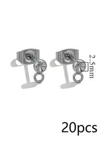 20 Pcs 304 Stainless Steel 18K Gold Plated Loop Earring Posts With Butterfly Ear Nuts, DIY Handmade Earring Making Accessories - Earrings - View 7