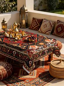 1/2 piezas Mantel, Mantel con patrón floral geométrico estilo persa, material de poliéster, adecuado para mesas de comedor redondas y cuadradas, decoración de cocina, restaurante, mesa de café, picnic, camping, arreglo de granja rústica, protección de la superficie de la mesa, decoración festiva, aplicación en múltiples escenarios, diseño de patrón tradicional exquisito - Multicolor - Ver 14
