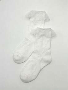 2雙女款蕾絲中筒襪 - 白色 - 查看 7