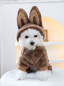 1件寵物服裝，戶外與室內穿著，歐韓風格，適合貴賓犬、泰迪犬、小型犬、幼犬、貓，舒適休閒恐龍造型服 - 彩色 - 查看 5