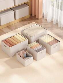 1pc Foldable Multi-Functional Storage Box, Large Capacity Lidded Drawer Clothes Organizer, Stackable, Perfect For Household, Bedroom, Closet & Seasonal Storage, Room, Home & Christmas Festival Decor, Must-Have For Back To School Dorm Storage - White - View 6