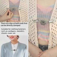 New Vintage Sweater Shawl Clips Flower Patterns Retro Cardigan Collar Dresses Clips Brooch Clips Shirt Clips For Women Girl Gift - 2pcs - View 5