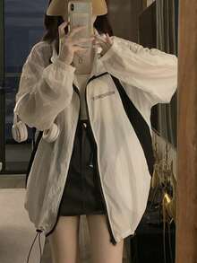 Loose Casual Thin Sheer Breathable Jacket White - White - View 2