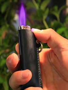 復古風人造皮革打火機套，按扣式開關，男女通用保護收納套 - 均碼 - 查看 2