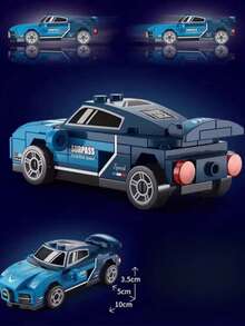 7 piezas Bloque de construcción de micropartículas Modelo de ensamblaje de coche de carreras, Incluye - Multicolor - Ver 6