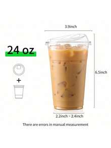 Iced Coffee Cup With Lid, Transparent Plastic Cup With Strawless Direct Drinking Lid, Round Bottom Takeout Cup, Suitable For Iced Coffee, Juice, Milkshake, Cold Drinks - Multicolor - View 9