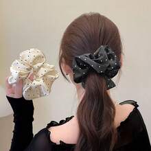 Chouchou minimaliste à pois français pour queue de cheval basse et chignon, élastique à cheveux élégant, accessoire capillaire polyvalent pour tous les jours - Multicolore - Voir 12