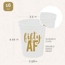 Juego de 12 vasos para 50 cumpleaos, 50, 50, 50 cumpleaos, 473 ml, 50 cumpleaos estadio, perfecto para fiestas de cumpleaos, decoraciones de cumpleaos blanco - Blanco - Ver 4