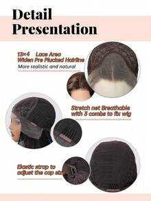 [MONEET SECRET] 13*4 Chocolate Brown 14inch Stright Synthetic Lace Adults Wigs Middle Part Natural Wave Wig Heat Resistant Cosplay Party Daily Wig For Women And Girls - Chocolate Brown - View 10