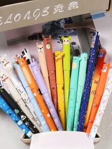 10pcs Animal Shaped Erasable Pen Set, Built-In Thermal Erasure Function, Back To School Supplies, Teacher Reward Student Gift - Multicolor - View 10