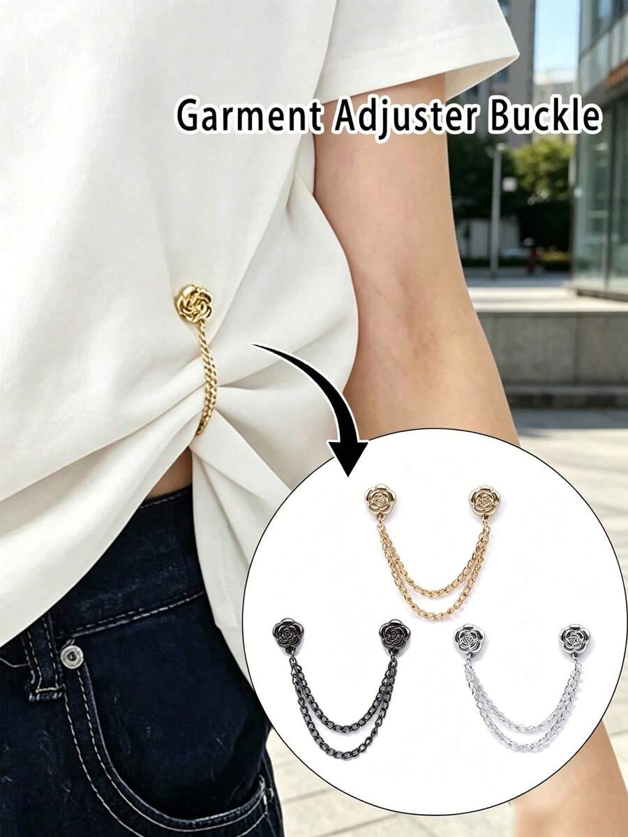 Adjustable Pant Leg Clips And Cuff Clips, Detachable Pant Leg Clips, Suitable For Pants And T-Shirts, With Chain Clips, Women's Fashion Accessories