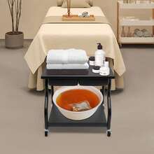 SENDERPICK 1PCS Foot Bath Cart Portable Esthetician Trolley Cart Multifunctional 2-Tier Trolley Cart With Wheels - Black - View 7