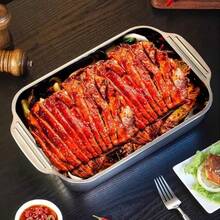 4-Piece (2 Stainless Steel Deep Pans And 2 Lids With Handles) Heavy-Duty Stainless Steel Rectangular Fish Baking Tray With Lid, Suitable For Barbecue, Buffet And Home Cooking, Suitable For Dessert, Bread, Seafood, Suitable For Barbecue. - Multiple Styles - View 5
