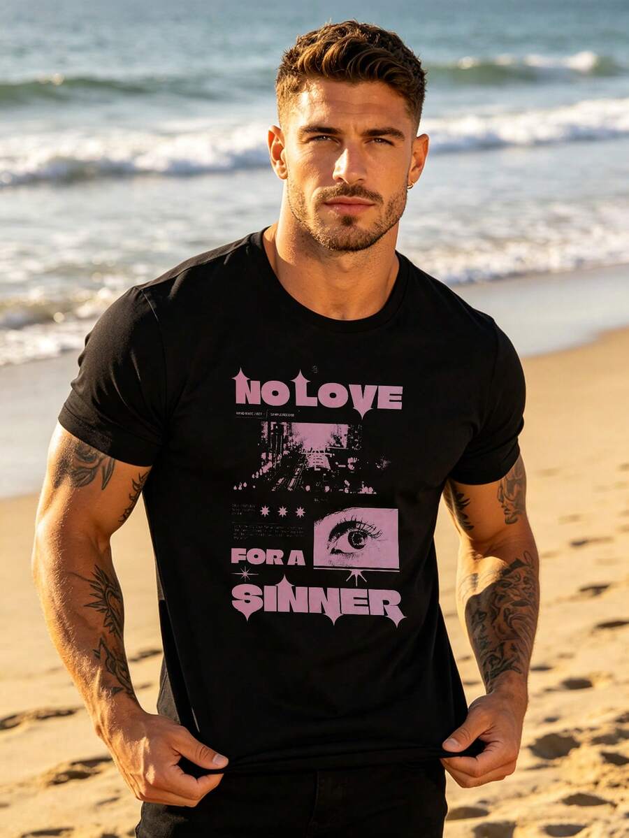 Men T-Shirts - 黑色 - 查看 1