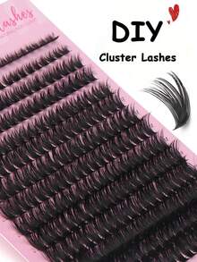280 Stücke Crossover Wimperncluster, Kunstnerz D-Locke Einzelwimpern, 8-16mm gemischte Länge, ultraweiche leichte knotenfreie Fasern, tierversuchsfrei, einfach anzubringende wiederverwendbare DIY-Wimpern für Heimverlängerung - D - Übersicht 2
