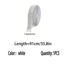 1pc Self-Adhesive Crystal Diamond Ribbon - DIY Diamond Ribbon Sticker, Includes 2mm Rhinestones, Suitable For Crafts, Shiny Silver Ribbon Roll, Can Be Used For Phone, Car Decoration - Multicolor - View 18