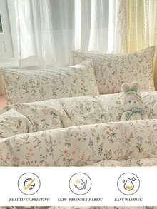 1pc Spring/Summer All Season Floral Small Print Fresh Print Pillowcase For Girls - Multicolor - View 7