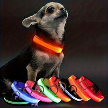 Glowing LED Pet Collar, Battery Powered, Polyester Reflective Dog Walking Necklace, Voltage ≤36V, Nighttime Visibility Safety Accessory - Multicolor - View 12