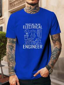 Camiseta de manga corta con cuello redondo para hombre, diseño TRUST ME I'AN ELECTRICAL ENGINEER, estilo casual de verano. - Blanco - Ver 11