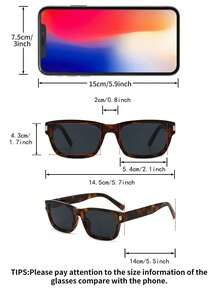 1 Pair Men's Olive Green Square PC Frame Rivet Minimalist Solid Color Fashionable Vacation Fashion Glasses - Leopard Gray - View 4