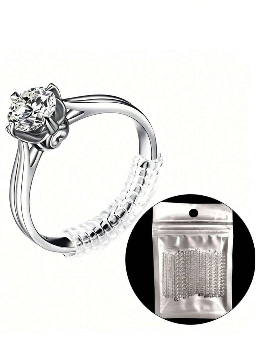 4/8/12 piezas Ajustadores de tamaño de anillo invisibles, adecuados para anillos sueltos, perfectos para bodas y actividades al aire libre, se ajustan a todos los tamaños - Ajustador de anillo - Ver 1