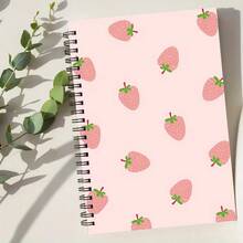 Cuaderno espiral de fresa rosa lindo - Diario con líneas universitarias con papel de alta calidad, portátil para tomar notas, estudiar & escritura creativa - Ideal para estudiantes & profesionales, cuadernos para la escuela, notas de estudio, diseño lúdico, duradero - G - Ver 3