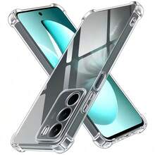 1pc Transparent Airbag Shockproof Phone Case, Compatible With C67 4G, C63, C51, C25, 11, Y76, Y50, Y35, Y01 And More Phone Models, Phone Protective Cover, Phone Protective Shell, Phone Outer Case, Shockproof Phone Case - Clear - View 1