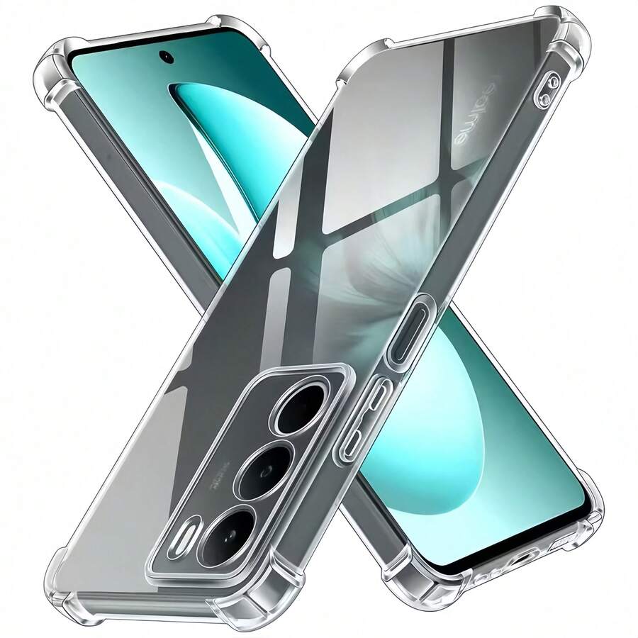 1pc Transparent Airbag Shockproof Phone Case, Compatible With C67 4G, C63, C51, C25, 11, Y76, Y50, Y35, Y01 And More Phone Models, Phone Protective Cover, Phone Protective Shell, Phone Outer Case, Shockproof Phone Case - Clear - View 1