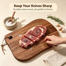 1pc Wooden Cutting Board, Rope Design Chopping Board, Natural Acacia Wood Kitchen Tray, Multi-Functional Board For Fruit, Vegetables, Bread, Cheese, Pizza And Food, Suitable For Outdoor Activities, Wedding Decor And Holiday Gifts - Maroon - View 8