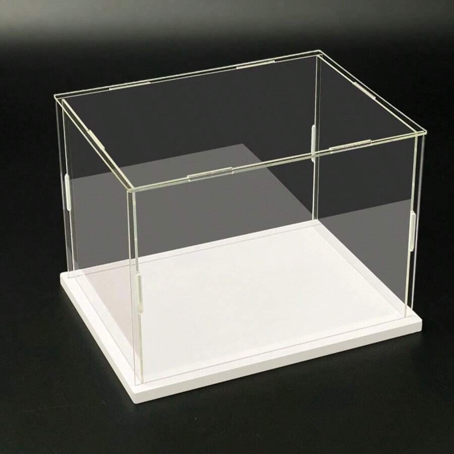 Weiße Basis Vitrine, geeignet für Sammlerstücke, montierte transparente Acrylbox, Alternative zur Glasbox, geeignet zum Ausstellen von Figuren, Heimaufbewahrung und Organisation.