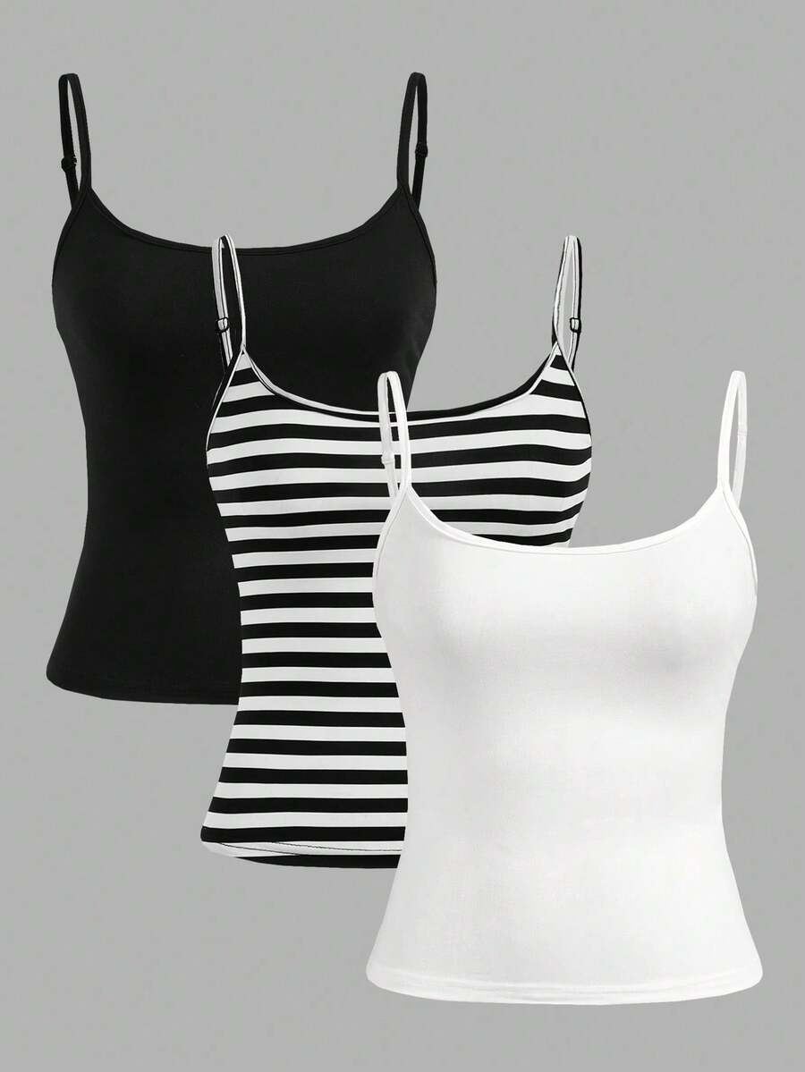 Set de 3 tops de camiseta corta y sexy para mujer, adecuados para el verano - Blanco - Ver 1