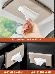 EIGIIS Car Tissue Box, Automotive Sun Visor Tissue Paper Mask Storage Rack, High-Quality PU Leather Car Tissue Box Sun Visor Tissue Dispenser, Universal Sun Visor Tissue Box Suitable For Most Vehicle Models - A - View 3